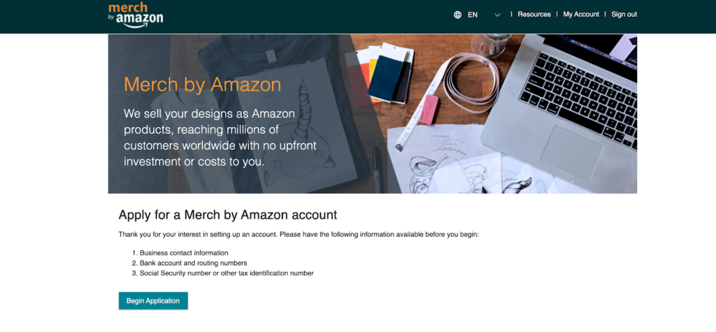 Merch by Amazon - Registration
