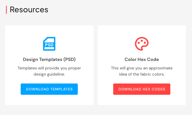 Blinkstore Resources, design templates in PSD, and color hex code for fabric