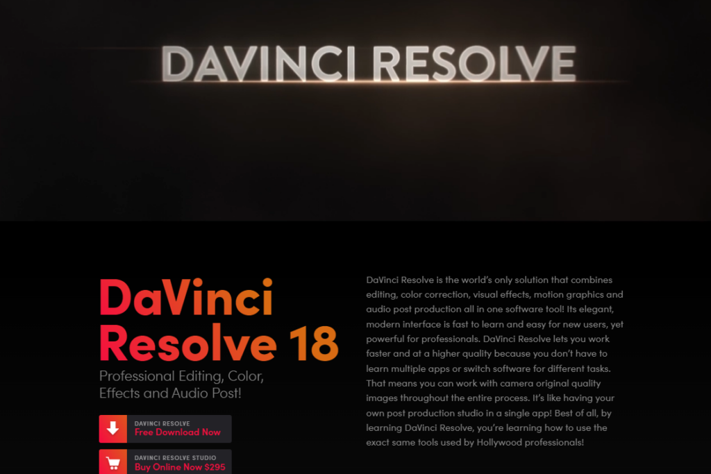 Davinci Resolve | Best free video editing apps and softwares