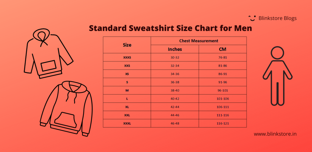 Mens Sweatshirt Size Chart