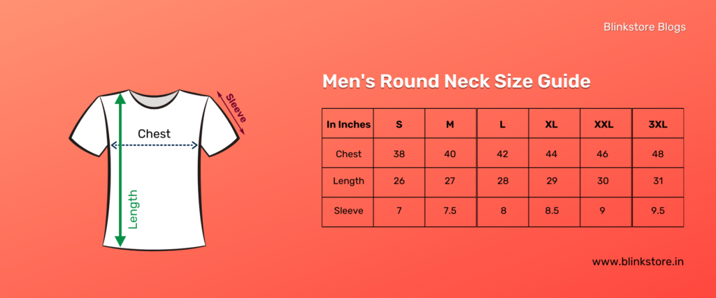 Men Round Neck | T Shirt Size Chart