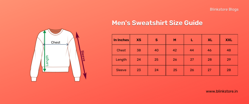 Men's Sweatshirt | T Shirt Size Chart