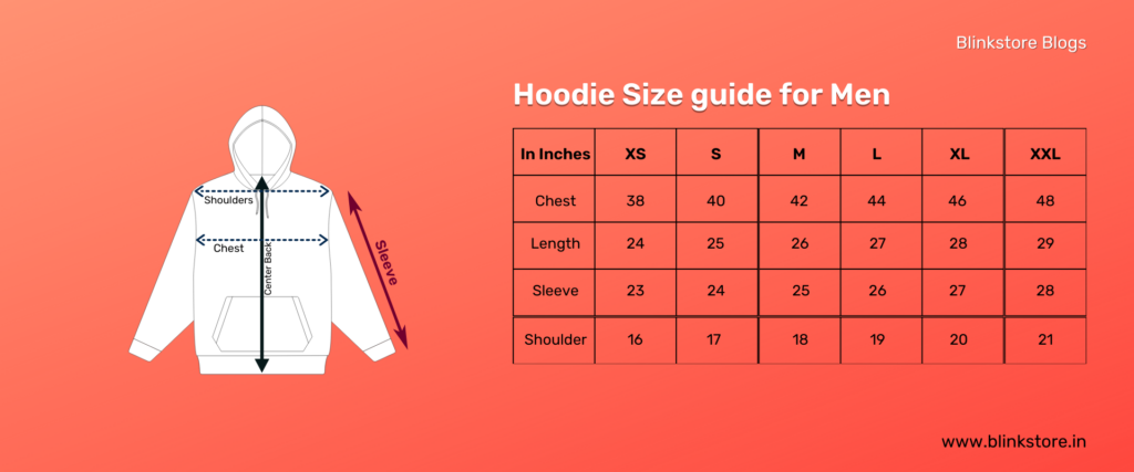 Hoodies for Men | T Shirt Size Chart