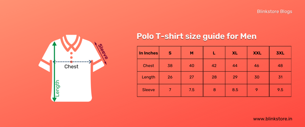 Men's Polo T-shirt  | T Shirt Size Chart