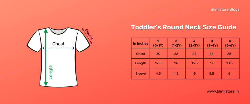 Toddler's Round Neck | T Shirt Size Chart